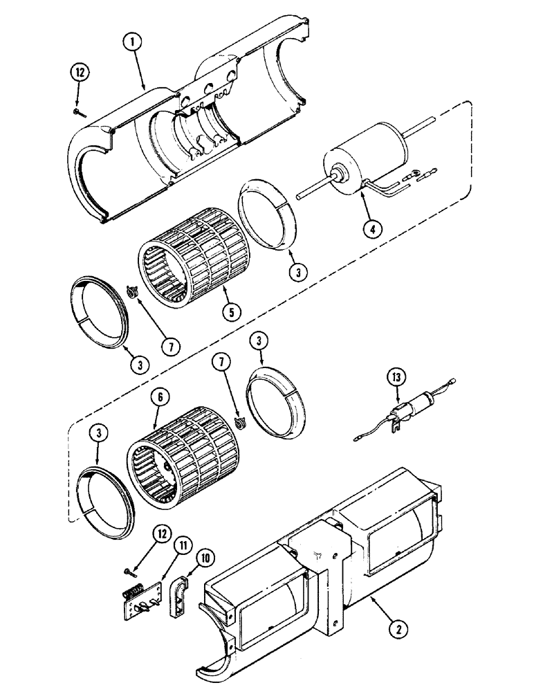 Схема запчастей Case IH 2090 - (9-590) - CAB, BLOWER ASSEMBLY, WITH 5 INCH (127 MM) WIDE FAN (09) - CHASSIS/ATTACHMENTS