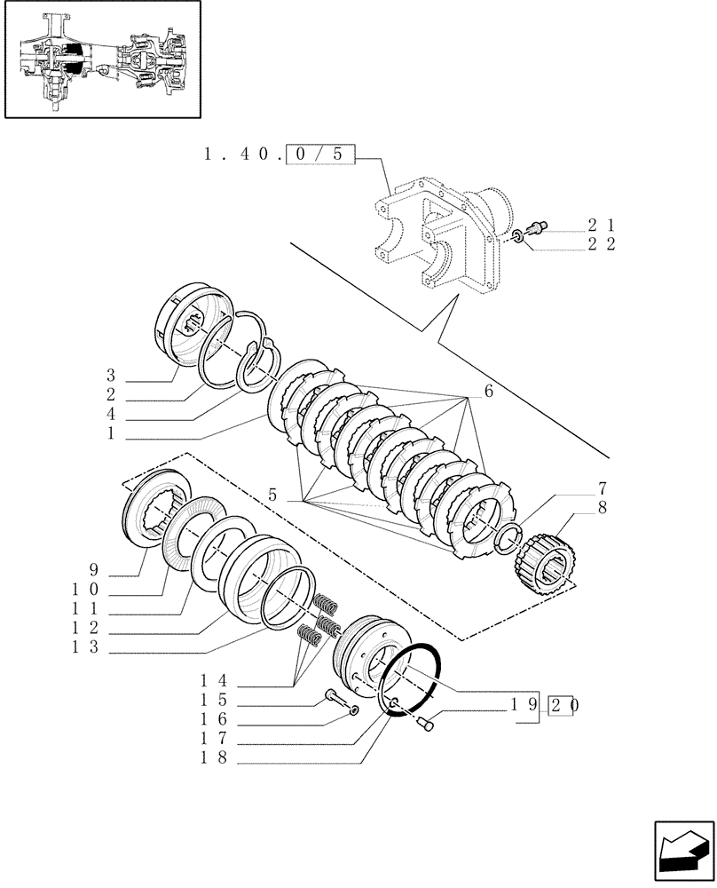 Схема запчастей Case IH MXM155 - (1.40.0/09) - 4WD FRONT AXLE - HYDRAULIC DIFFERENTIAL LOCK (04) - FRONT AXLE & STEERING