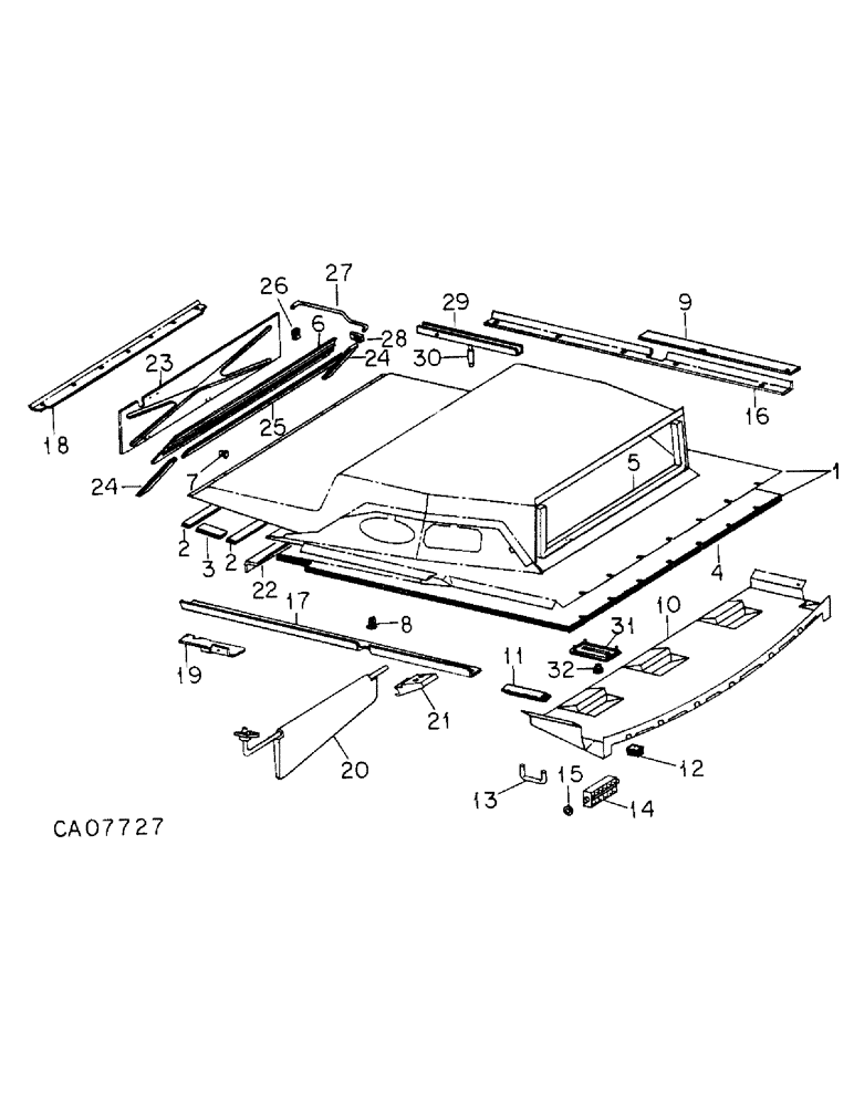 Схема запчастей Case IH 3088 - (13-22) - SUPERSTRUCTURE, HEADLINER AND SUN VISORS (05) - SUPERSTRUCTURE