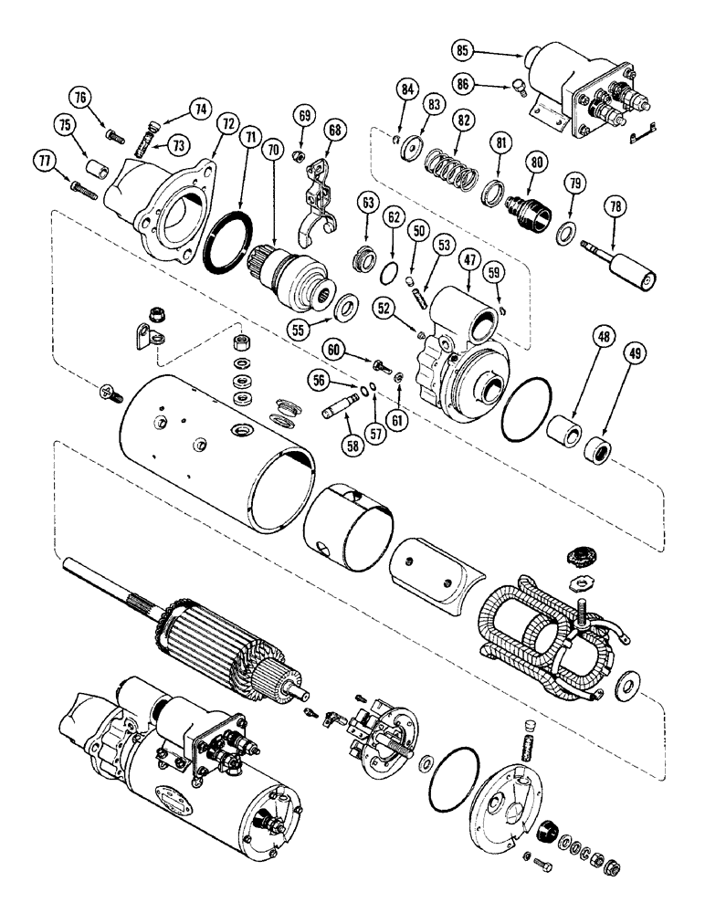 Схема запчастей Case IH 4690 - (4-108) - STARTER ASSEMBLY, PRIOR TO P.I.N. 8860931 (04) - ELECTRICAL SYSTEMS