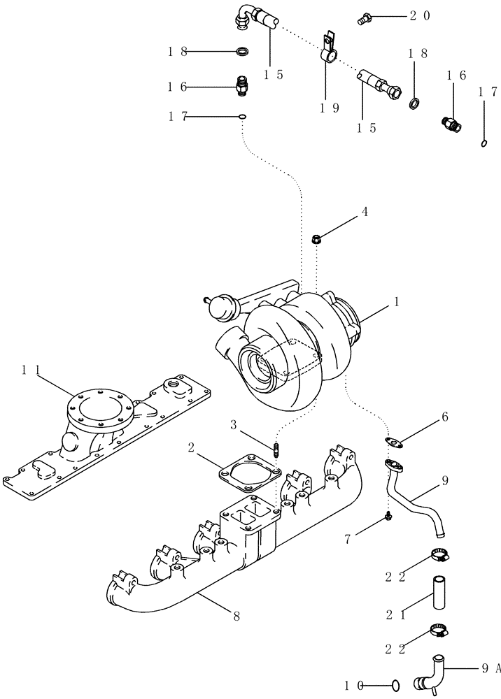 Схема запчастей Case IH 2377 - (02-17) - TURBOCHARGER SYSTEM - BSN HAJ0295001 (01) - ENGINE