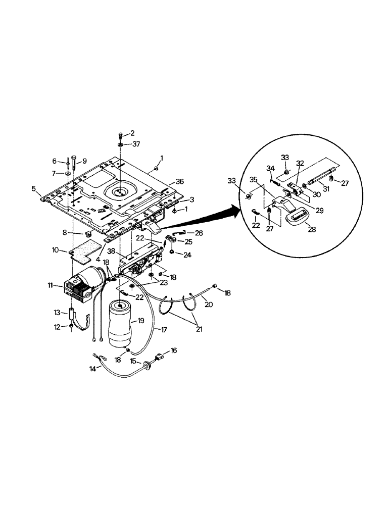 Схема запчастей Case IH KR-1225 - (01-18) - SEAT ASSEMBLY, COMPRESSOR AND MOUNTING (10) - CAB