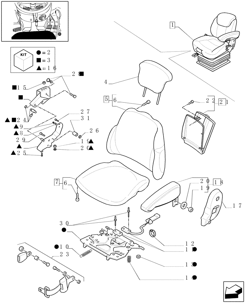 Схема запчастей Case IH MAXXUM 110 - (1.93.3/ M[01]) - DELUXE SEAT WITH AIR SUSPENSION, OPS AND BELTS - BREAKDOWN - W/CAB (10) - OPERATORS PLATFORM/CAB