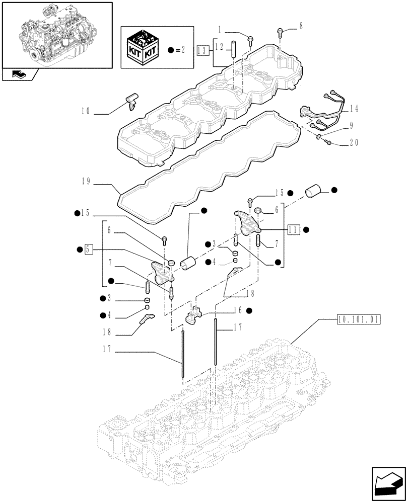 Схема запчастей Case IH F4HE9684J J100 - (10.106.02) - ROCKER SHAFT (2852429) 