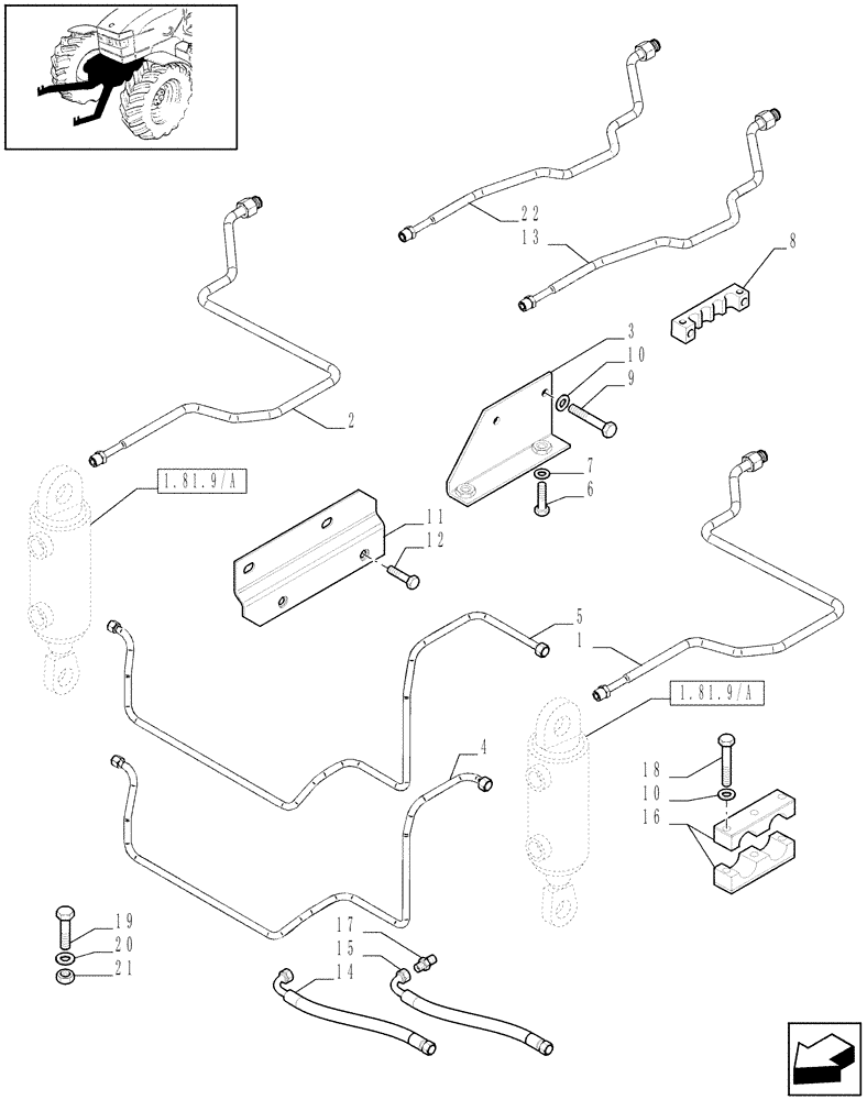 Схема запчастей Case IH PUMA 210 - (1.80.5[02]) - (VAR.090-091) FRONT LINKAGE (07) - HYDRAULIC SYSTEM