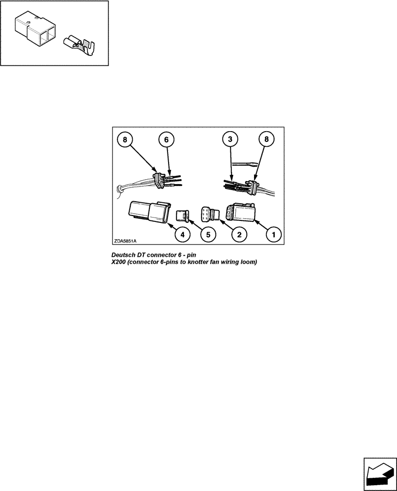 Схема запчастей Case IH LBX431S - (06.59[01]) - CONNECTORS, 6 PIN: X200 (06) - ELECTRICAL SYSTEMS