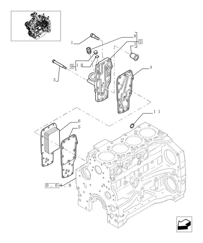 Схема запчастей Case IH JX1085C - (0.31.5) - HEAT EXCHANGER ENGINE (01) - ENGINE