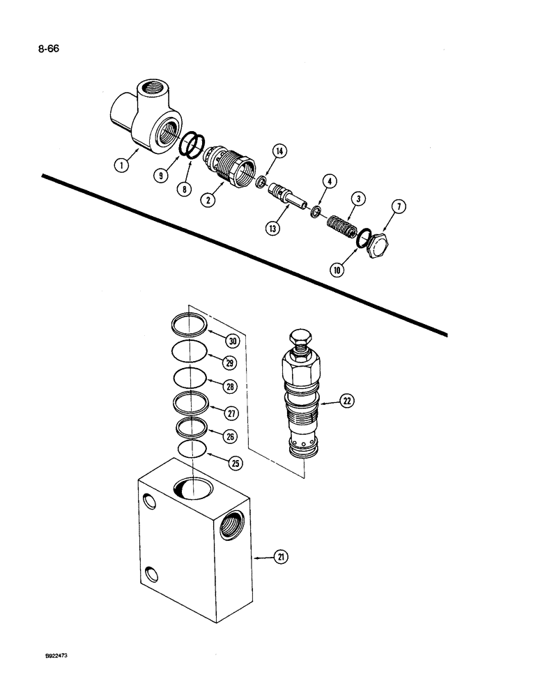 Схема запчастей Case IH 9260 - (8-066) - HYDRAULIC RELIEF VALVE (08) - HYDRAULICS