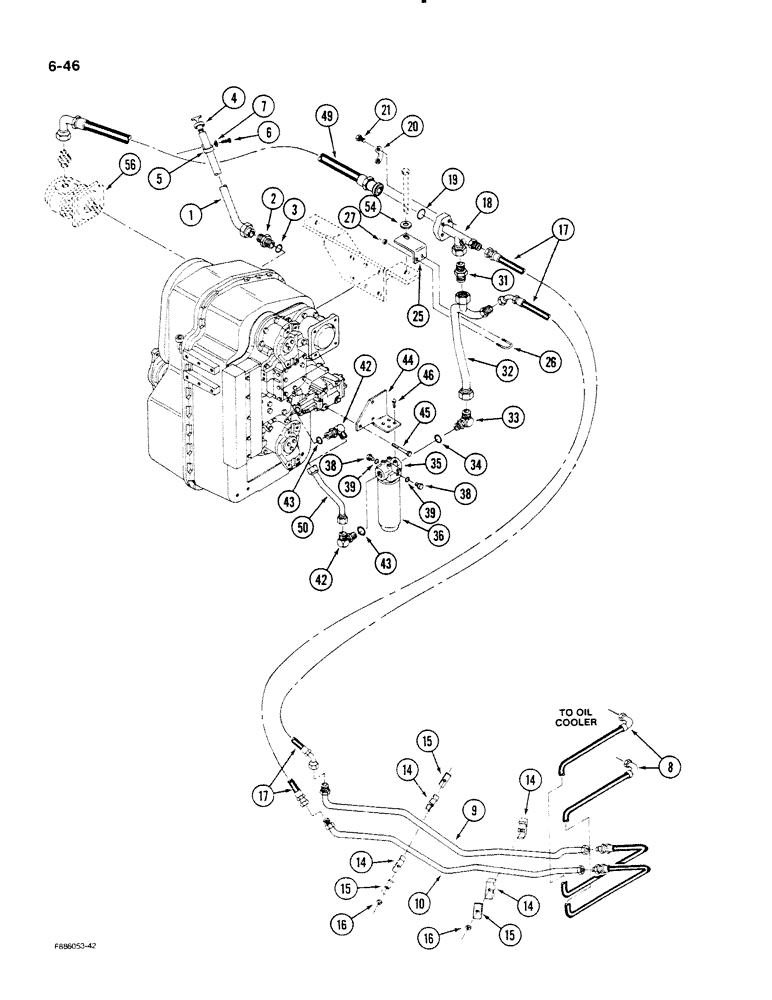 Схема запчастей Case IH STEIGER - (6-46) - TRANSMISSION LUBRICATION, TRANSMISSION TO OIL COOLER (06) - POWER TRAIN