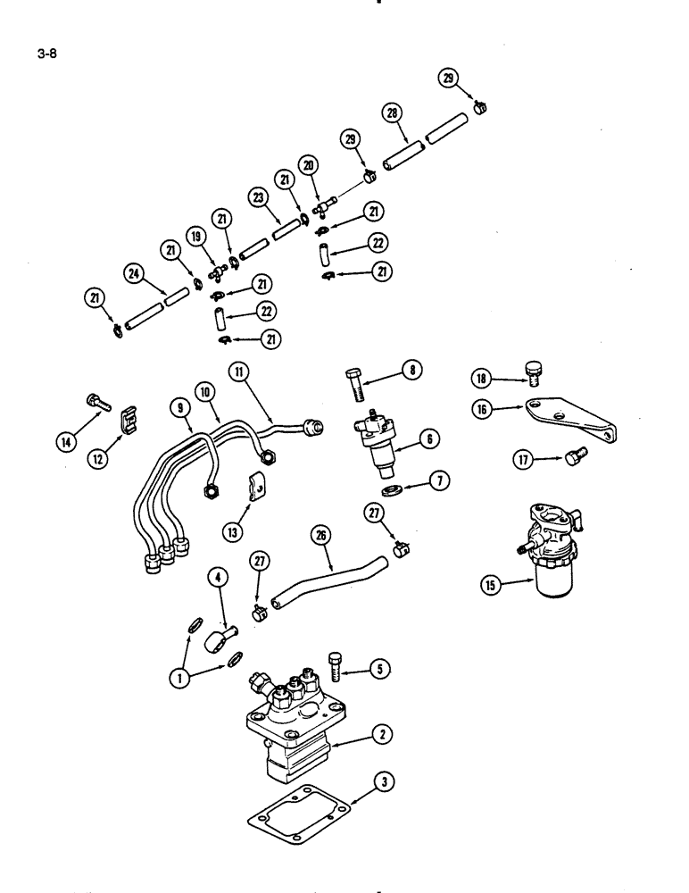 Схема запчастей Case IH 275 - (3-08) - FUEL INJECTION SYSTEM (03) - FUEL SYSTEM