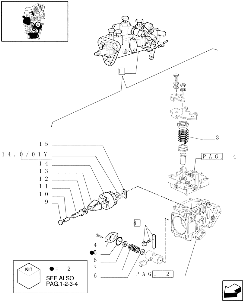 Схема запчастей Case IH JX75 - (0.14.0/01B[05]) - INJECTION PUMP, GOVERNOR (01) - ENGINE