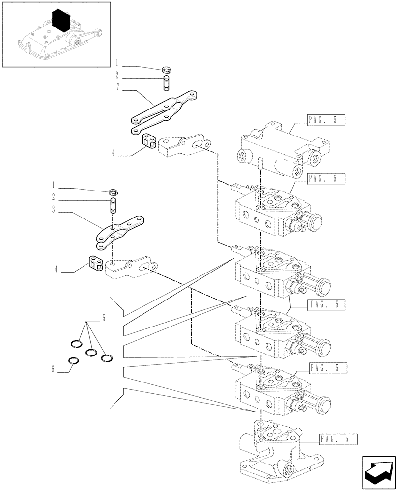 Схема запчастей Case IH JX1075C - (1.82.7/12[06]) - (VAR.166) 4 REMOTE VALVES FOR EDC - RINGS - D5484 (07) - HYDRAULIC SYSTEM