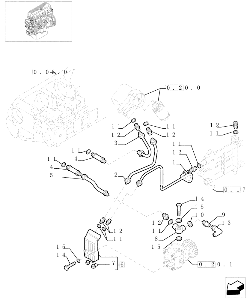 Схема запчастей Case IH F3BE0684A B002 - (0.20.3[01]) - FUEL LINES & RELATED PARTS (504057129-504057137-504078280-504057155/83-504055384) 