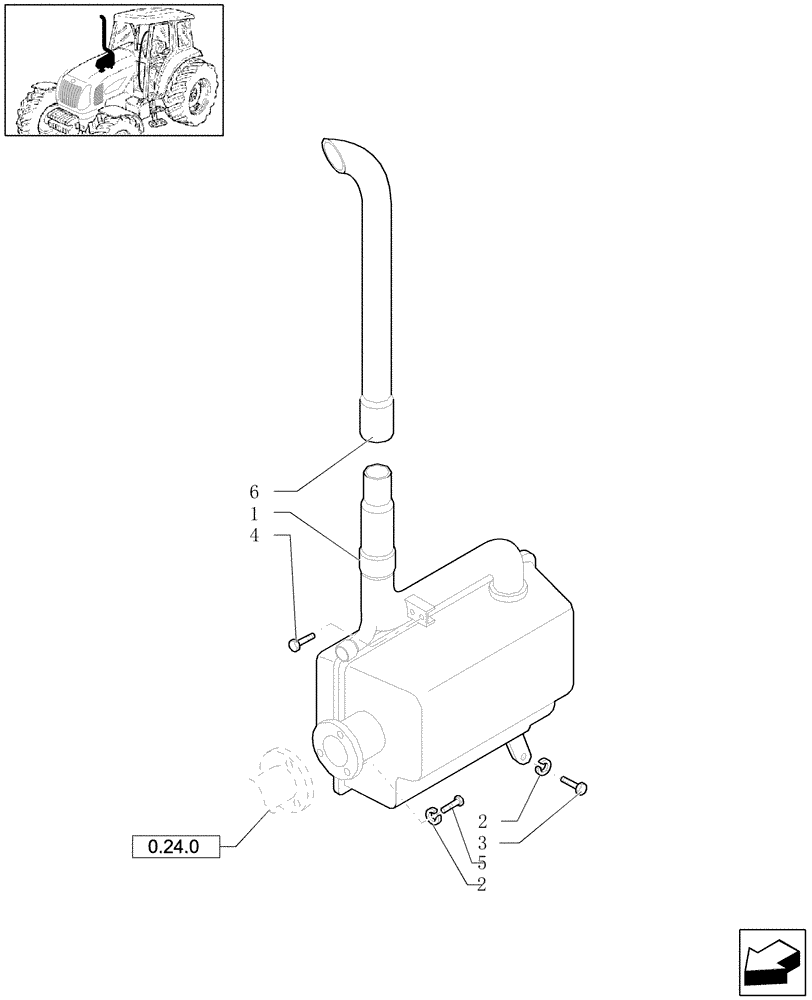 Схема запчастей Case IH JX1090U - (1.15.1/01[04]) - (VAR. 199) MUFFLER - L/CAB - EXTENSION, GUARDS (02) - ENGINE EQUIPMENT