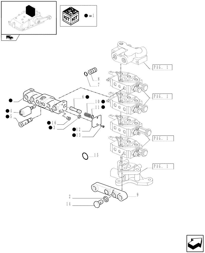 Схема запчастей Case IH FARMALL 75C - (1.82.7/12[03]) - 4 REAR REMOTE VALVES FOR MDC W/HYDRAULIC DIVIDER - QUICK COUPLINGS (VAR.330166) (07) - HYDRAULIC SYSTEM