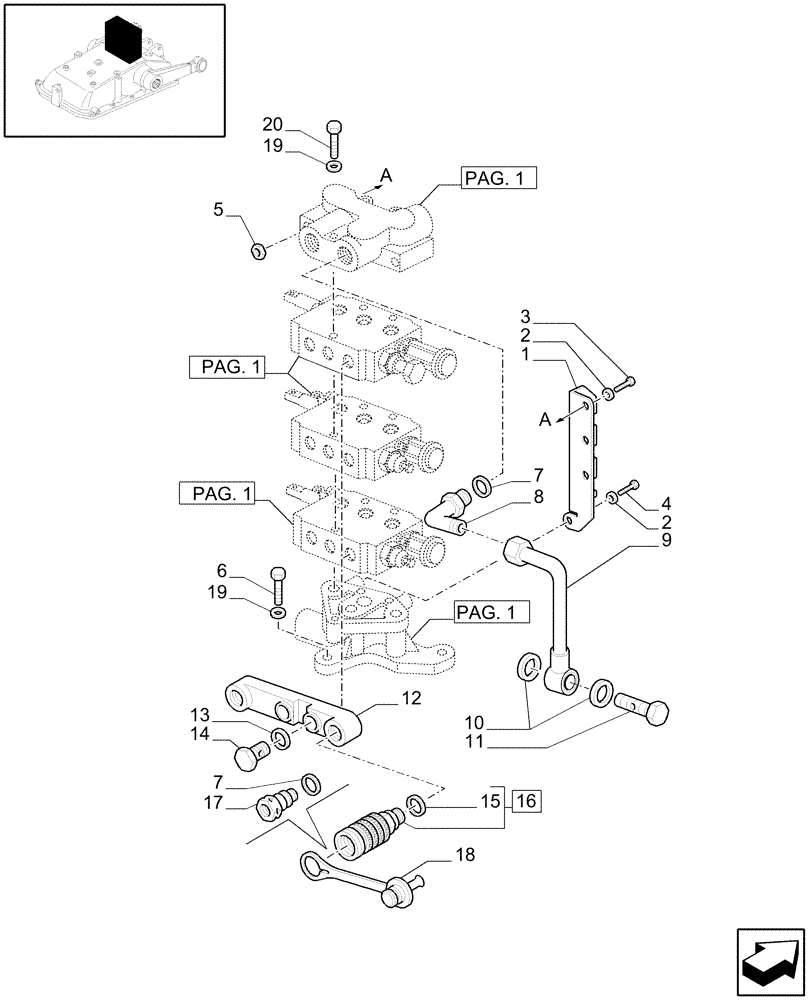 Схема запчастей Case IH JX1075C - (1.82.7/09[03]) - (VAR.195) 3 REMOTE VALVES FOR MDC - QUICK COUPLING - C5484 (07) - HYDRAULIC SYSTEM