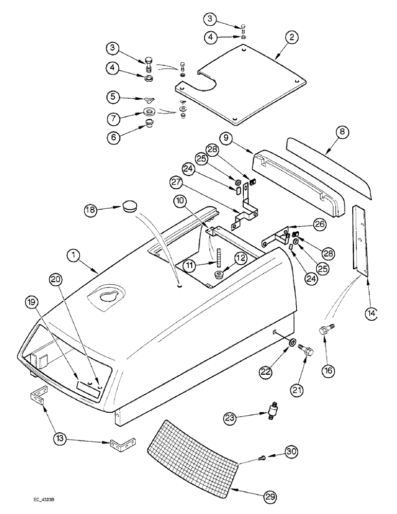 Схема запчастей Case IH 3220 - (9-010) - HOOD (09) - CHASSIS/ATTACHMENTS