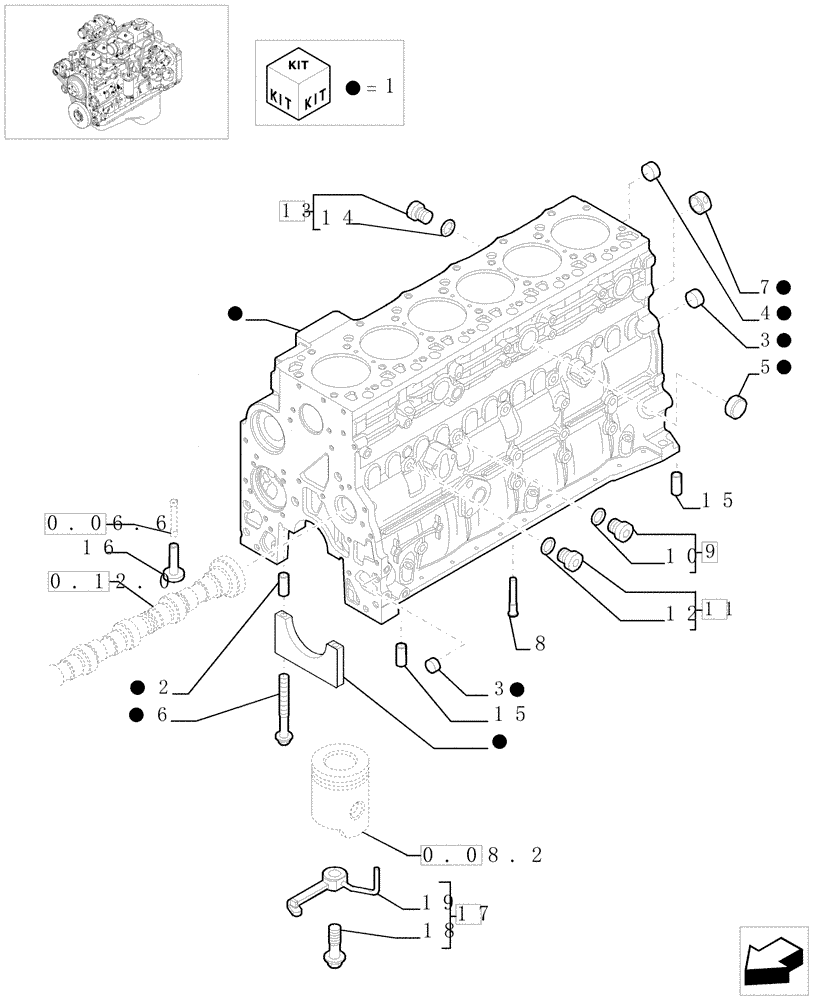 Схема запчастей Case IH PX140 - (0.04.0[01]) - CRANKCASE (504057569) (02) - ENGINE