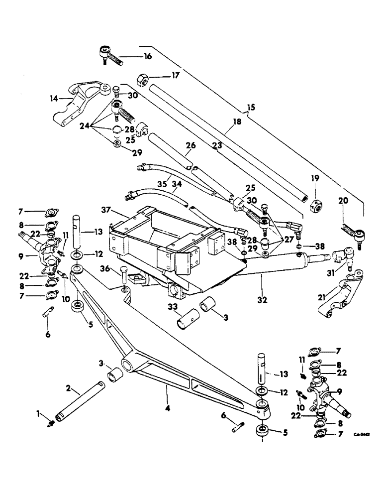 Схема запчастей Case IH 2544 - (J-25) - STEERING MECHANISM, CAST AXLE AND FABRICATED BOLSTER, INTERNATIONAL TRACTORS Steering Mechanism