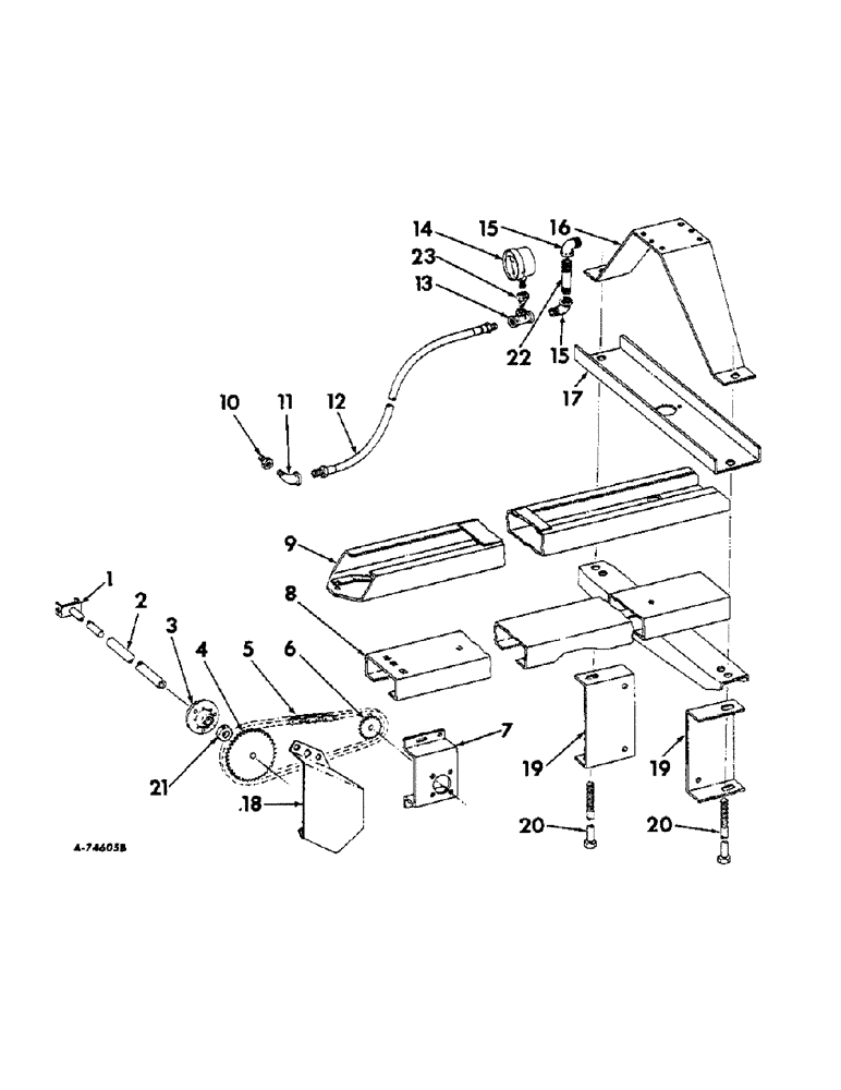 Схема запчастей Case IH 47 - (B-43) - HYDRAULIC BALE TENSION DEVICE CHANNELS, HOSE AND DRIVE 