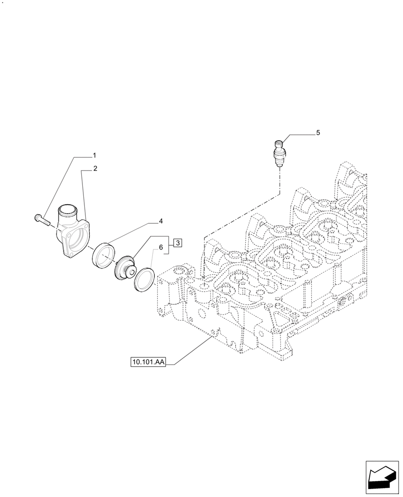 Схема запчастей Case IH FARMALL 140A - (10.400.BC) - THERMOSTAT ENGINE COOLING SYSTEM (WATER PUMP) (10) - ENGINE