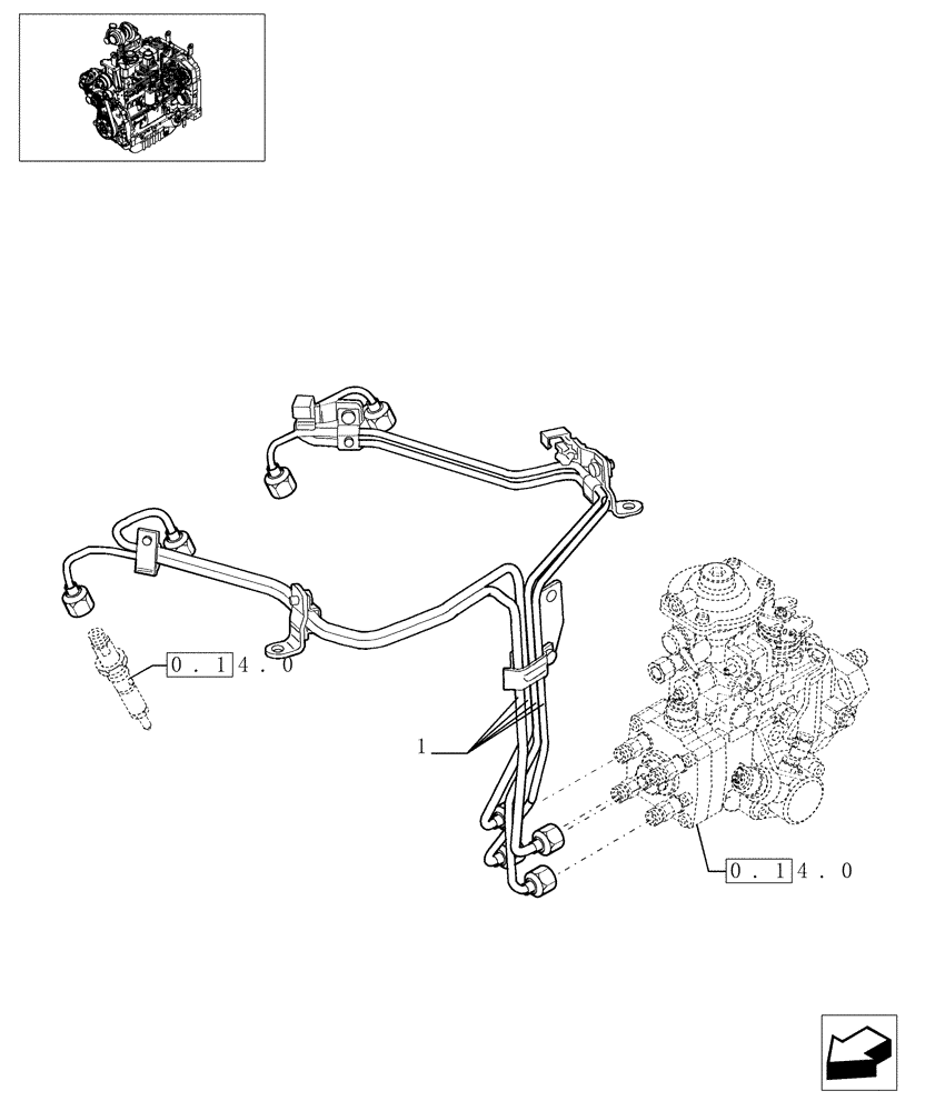 Схема запчастей Case IH JX1090U - (0.14.9) - INJECTION EQUIPMENT - PIPING (01) - ENGINE