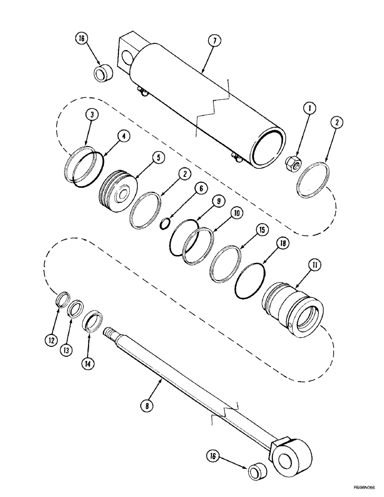 Схема запчастей Case IH L500 - (8-078) - CYLINDER ASSY - BUCKET (L500 WITHOUT QUICK ATTACH BUCKET), 70MM (2.75 IN) ID X 400MM (15.75 IN) STRK (08) - HYDRAULICS