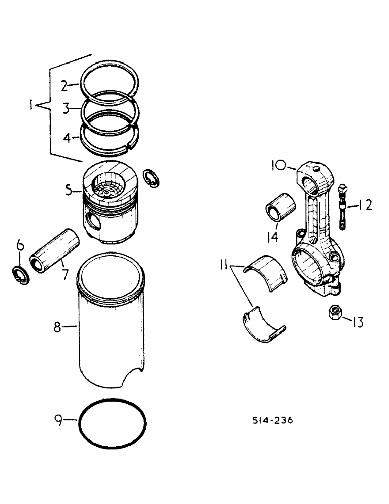 Схема запчастей Case IH 584 - (12-048) - CONNECTING ROD, PISTON AND SLEEVE Power