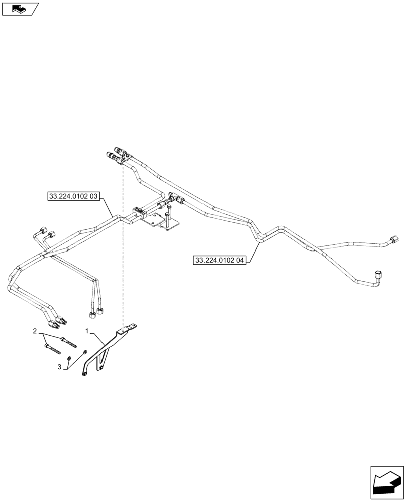 Схема запчастей Case IH PUMA 170 - (33.224.0105) - ABS SYSTEM - BRACKET FOR TRAILER BRAKE VALVE (VAR.743978-743980) (33) - BRAKES & CONTROLS