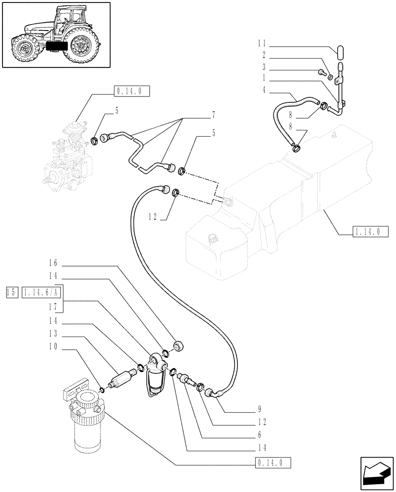 Схема запчастей Case IH MXM155 - (1.14.6[01A]) - FUEL LINES - D5398 (02) - ENGINE EQUIPMENT