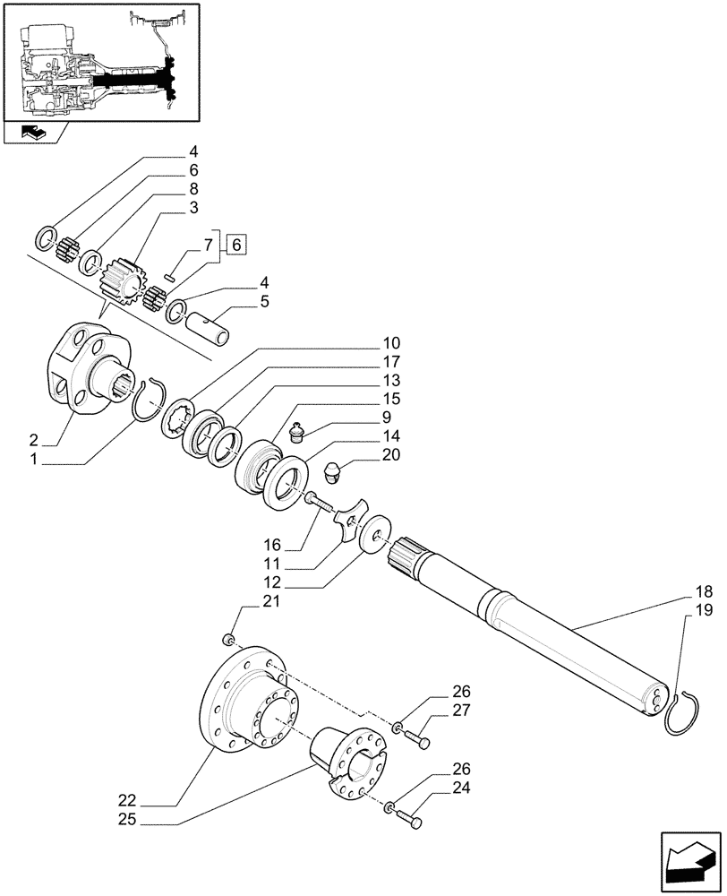 Схема запчастей Case IH PUMA 210 - (1.48.1/07) - (VAR.181-181/1) BAR AXLE 119" FOR EXTREMITY LIGHTS - GEARS AND SHAFT (05) - REAR AXLE