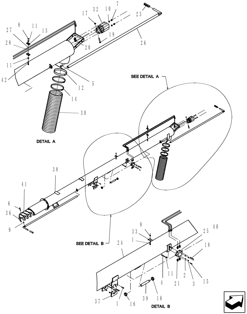 Схема запчастей Case IH 3430 - (58.120.01) - AUGER TUBE ASSEMBLY (58) - ATTACHMENTS/HEADERS