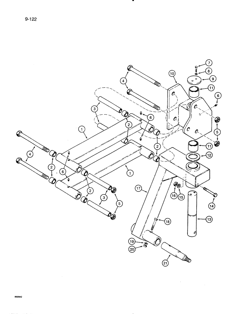 Схема запчастей Case IH 8500 - (9-122) - PARALLEL ARM PARTS, USED WITH FRAME SECTION NUMBERS ONE AND SIX, 45 FOOT WIDE DRILL (09) - CHASSIS/ATTACHMENTS