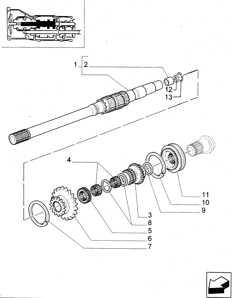 Схема запчастей Case IH JX95 - (1.32.3) - VAR - 113, 335113 - CREEPER TRANSMISSION - 20+12 SYNCRO SHUTTLE+CREEPER - SHAFT (03) - TRANSMISSION