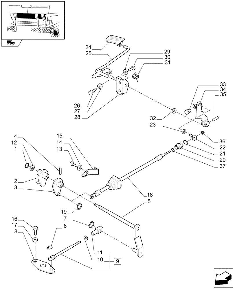 Схема запчастей Case IH FARMALL 95U - (1.95.3) - ACCELERATOR CONTROL LINKAGE (10) - OPERATORS PLATFORM/CAB