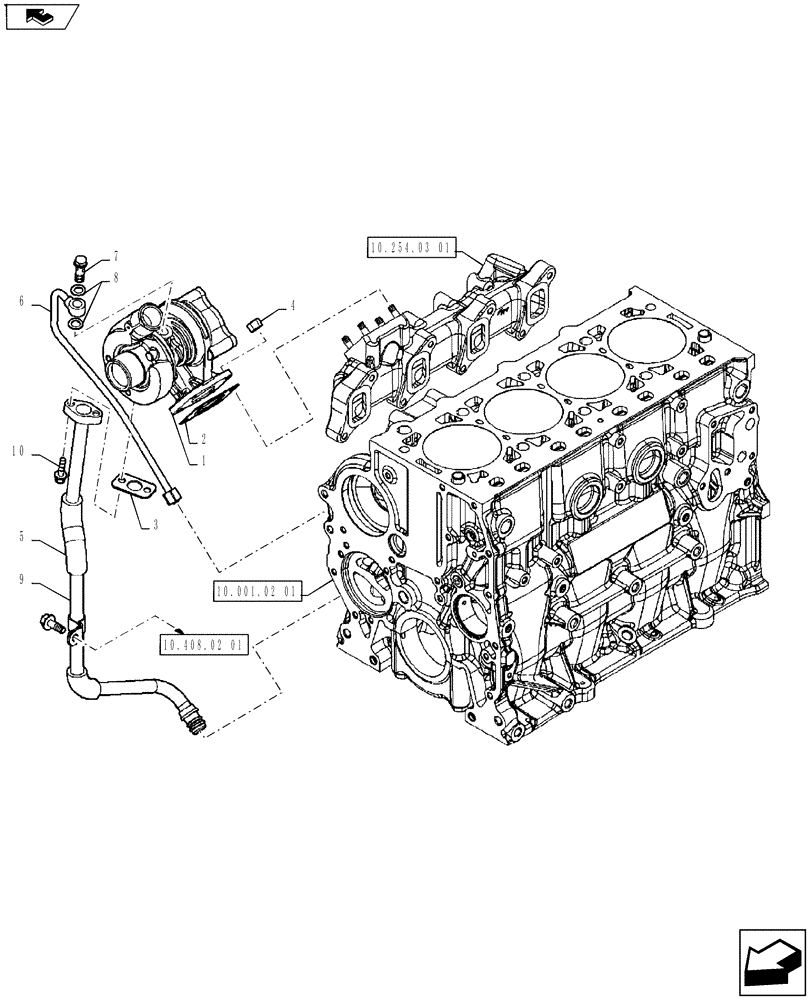 Схема запчастей Case IH FARMALL 65A - (10.250.01[01]) - TURBOCHARGER (10) - ENGINE