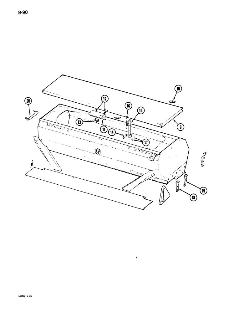 Схема запчастей Case IH 6200 - (9-090) - GRAIN AND FERTILIZER HOPPER, CONTD (09) - CHASSIS/ATTACHMENTS