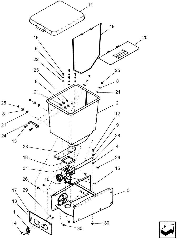 Схема запчастей Case IH 1240 - (75.110.01) - GRANULAR CHEMICAL ATTACHMENT, HOPPER AND SUPPORT (75) - SOIL PREPARATION