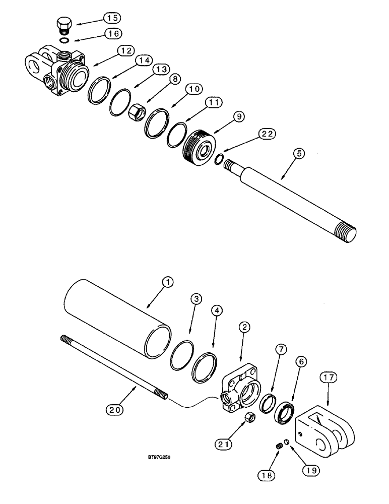 Схема запчастей Case IH 900 - (8-070) - ROW MARKER HYDRAULIC CYLINDER, CYCLO AIR HORIZONTAL FOLDING, ALL ROW SIZES (08) - HYDRAULICS