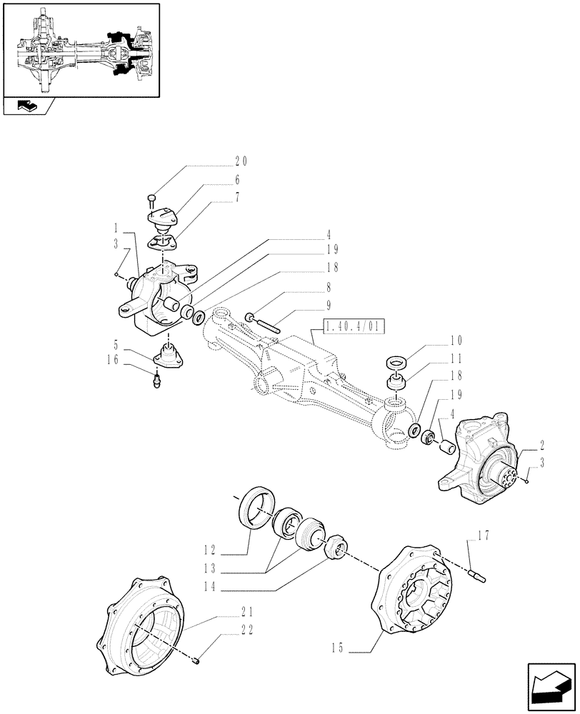 Схема запчастей Case IH PUMA 115 - (1.40. 4/02[01]) - (CL.4) SUSPENDED FRONT AXLE W/MULTI-PLATE DIFF. LOCK AND ST. SENSOR - AXLES & HUBS - C6683 (VAR.330429) (04) - FRONT AXLE & STEERING