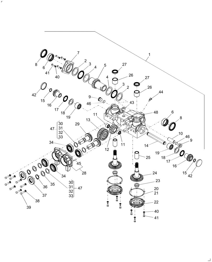 Схема запчастей Case IH 3206-70 - (20.13.27) - ROW UNIT, GEARBOX, BSN - YCS023090 (58) - ATTACHMENTS/HEADERS