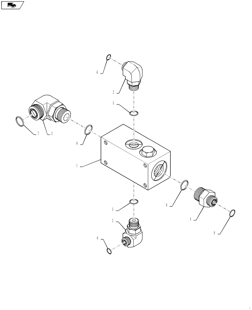 Схема запчастей Case IH 4420 - (06-033) - MANIFOLD, PRESSURE COMP Hydraulic Plumbing