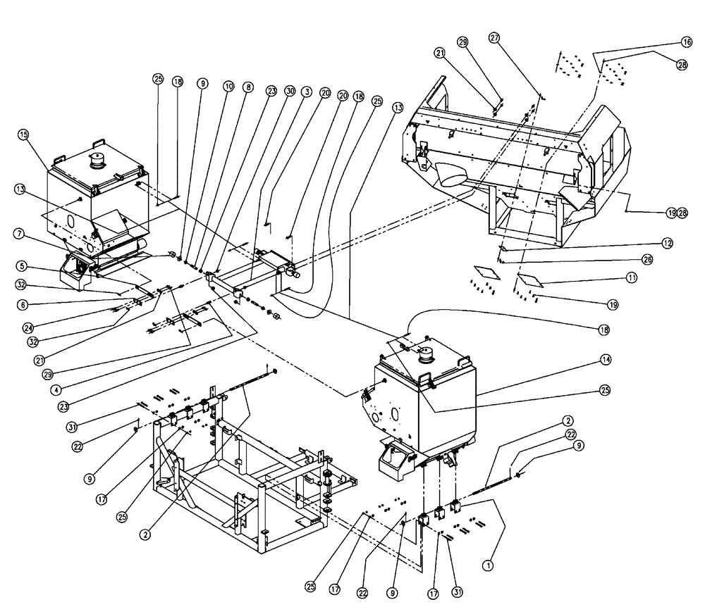 Схема запчастей Case IH FLX810 - (02-045) - BIN MOUNT GROUP, DOUBLE, 37 CU. FT Bin Group