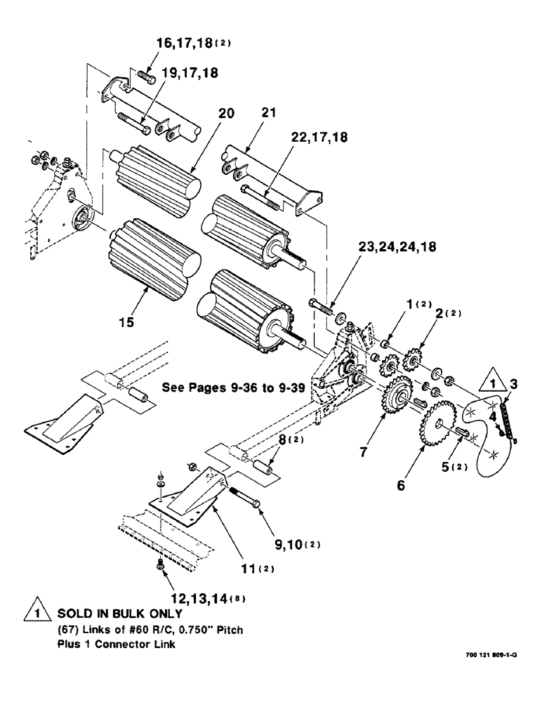 Схема запчастей Case IH 8830 - (9-034) - HAY CONDITIONER KIT, 15 FOOT ONLY, HAY CONDITIONER SERIAL NUMBER HC00400 AND LATER (58) - ATTACHMENTS/HEADERS