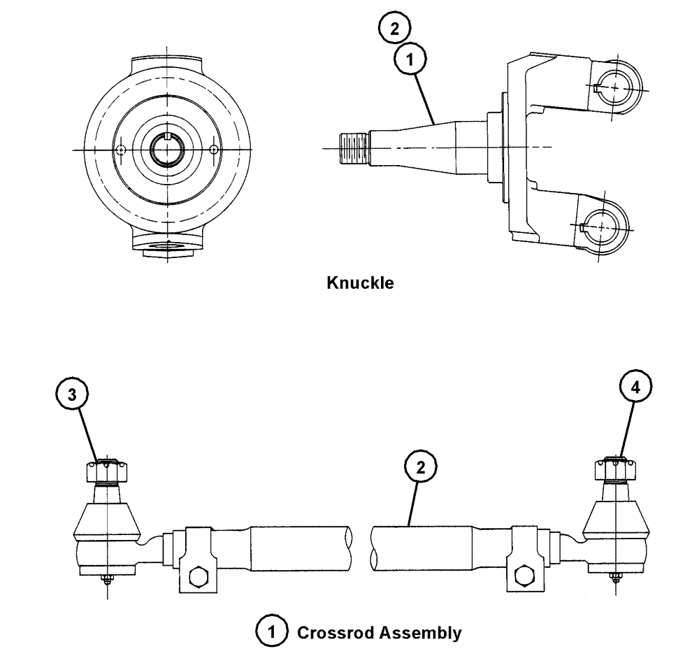 Схема запчастей Case IH FLX4300 - (04-004) - FRONT AXLE - KNUCKLES AND CROSSROD Frame & Suspension