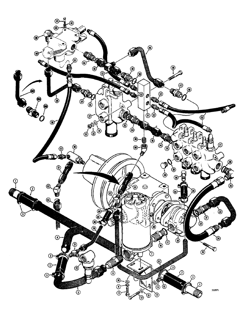 Схема запчастей Case IH 1530 - (066) - BASIC TRACTOR HYDRAULICS (08) - HYDRAULICS