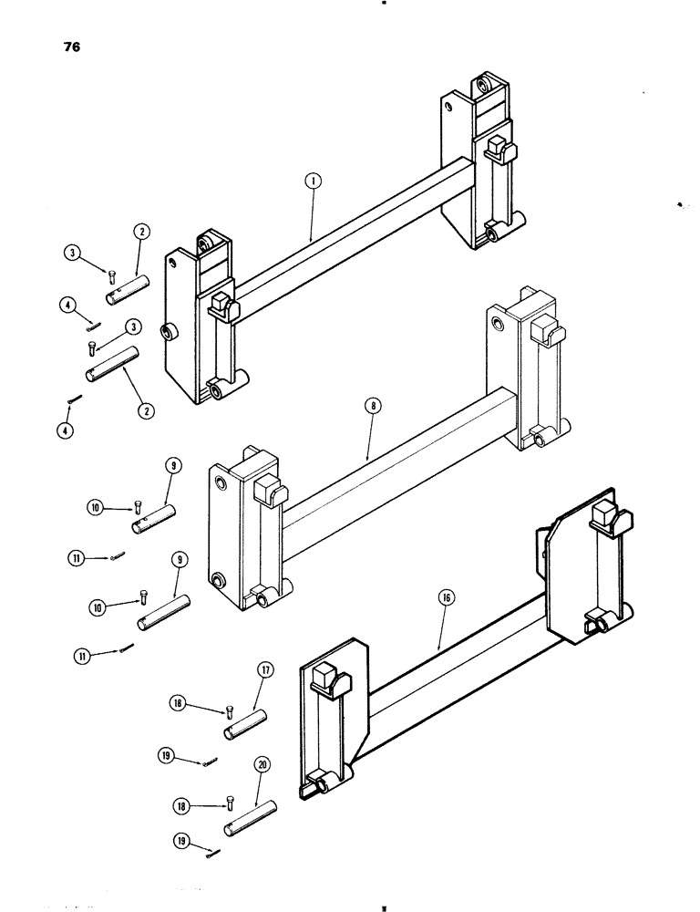 Схема запчастей Case IH 70 - (76[2]) - QUICK ADAPTING BRACKET, FOR DAVID BROWN LOADERS (82) - FRONT LOADER & BUCKET