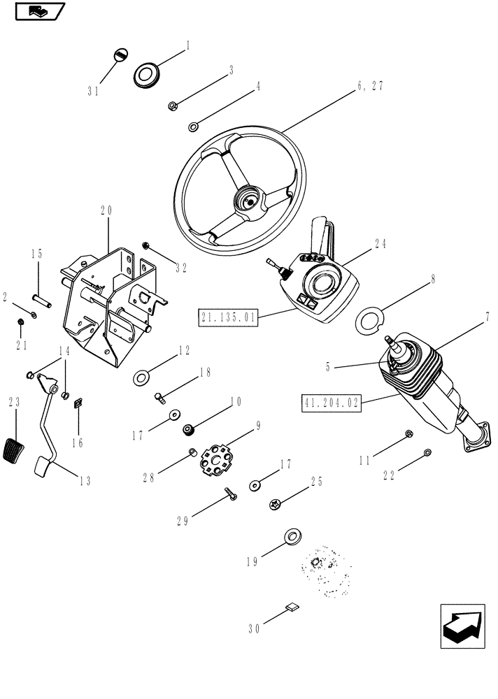 Схема запчастей Case IH MAGNUM 190 - (41.204.01) - STEERING WHEEL & COLUMN (41) - STEERING