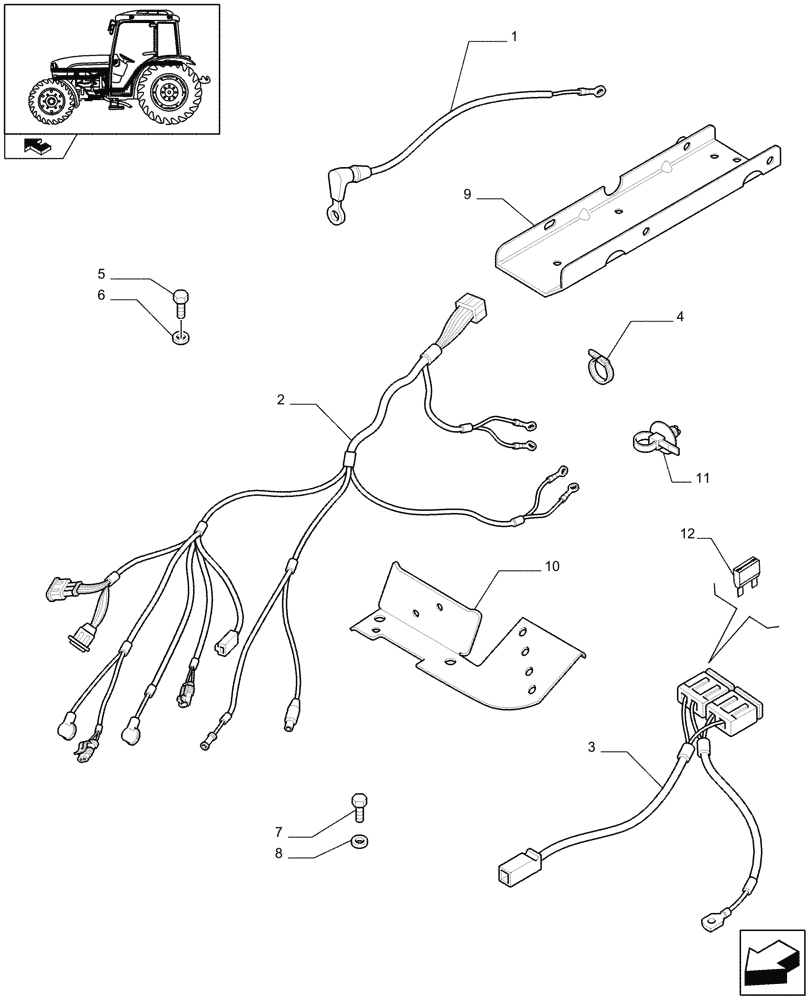 Схема запчастей Case IH FARMALL 95C - (1.75.4[04]) - AUXILIARY CABLES - W/CAB (06) - ELECTRICAL SYSTEMS