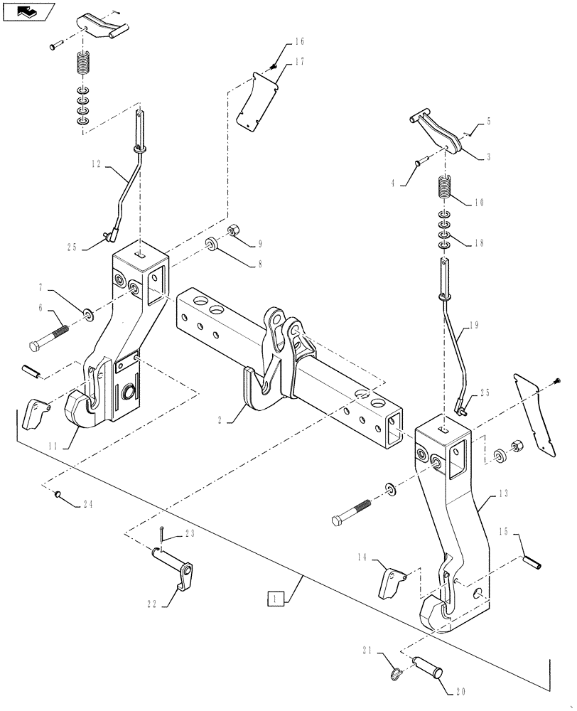 Схема запчастей Case IH MX285 - (09-64) - QUICK HITCH COUPLER - CONVERTIBLE, CATEGORY III / III-N, ASN Z6RZ02099 (09) - CHASSIS/ATTACHMENTS